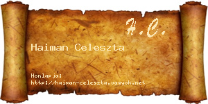 Haiman Celeszta névjegykártya